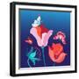 Bright with Different Flowers and Butterflies-Tatiana Korchemkina-Framed Art Print