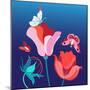 Bright with Different Flowers and Butterflies-Tatiana Korchemkina-Mounted Art Print