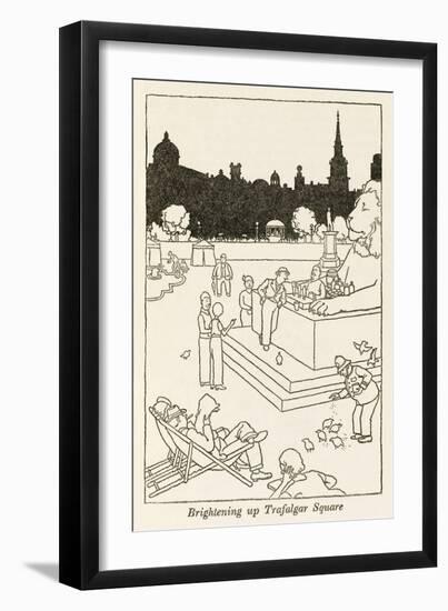 Brightening Up Trafalgar Square-William Heath Robinson-Framed Art Print