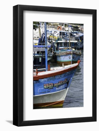 Brightly Coloured Fishing Boat at Negombo Lagoon, Negombo, Sri Lanka, Asia-John Woodworth-Framed Photographic Print