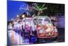 Brightly Coloured Illuminated Pedal Cars in Yogyakarta City, Java, Indonesia, Southeast Asia, Asia-Alex Robinson-Mounted Photographic Print