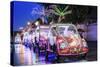 Brightly Coloured Illuminated Pedal Cars in Yogyakarta City, Java, Indonesia, Southeast Asia, Asia-Alex Robinson-Stretched Canvas