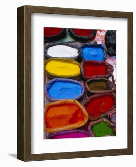 Brightly Coloured Powder for Offerings, Kathmandu, Kathmandu Valley, Nepal, Asia-Bruno Morandi-Framed Photographic Print