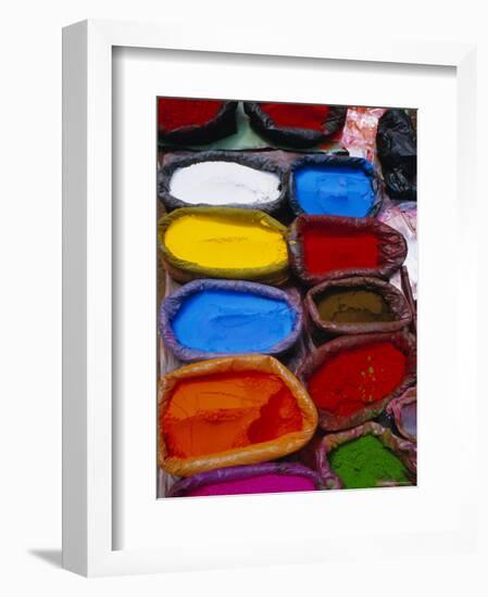 Brightly Coloured Powder for Offerings, Kathmandu, Kathmandu Valley, Nepal, Asia-Bruno Morandi-Framed Photographic Print