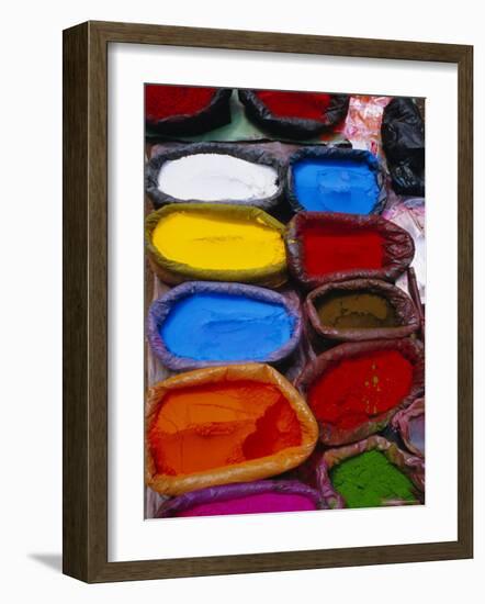 Brightly Coloured Powder for Offerings, Kathmandu, Kathmandu Valley, Nepal, Asia-Bruno Morandi-Framed Photographic Print