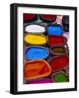 Brightly Coloured Powder for Offerings, Kathmandu, Kathmandu Valley, Nepal, Asia-Bruno Morandi-Framed Photographic Print