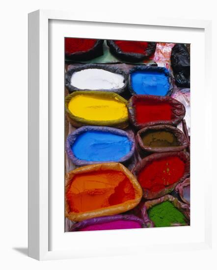 Brightly Coloured Powder for Offerings, Kathmandu, Kathmandu Valley, Nepal, Asia-Bruno Morandi-Framed Photographic Print