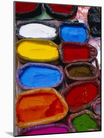 Brightly Coloured Powder for Offerings, Kathmandu, Kathmandu Valley, Nepal, Asia-Bruno Morandi-Mounted Photographic Print