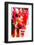 Brightly coloured saris (clothing) and veils, blurred in motion, India-James Strachan-Framed Photographic Print