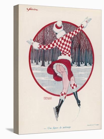 Brightly Dressed Girl Whizzes Around on the Ice, She Doesn't Seem to Feel the Cold Either-F. Couderc-Stretched Canvas