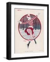 Brightly Dressed Girl Whizzes Around on the Ice, She Doesn't Seem to Feel the Cold Either-F. Couderc-Framed Art Print