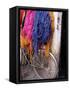 Brightly Dyed Wool Hanging Over Bicycle, Marrakech, Morrocco, North Africa, Africa-John Miller-Framed Stretched Canvas