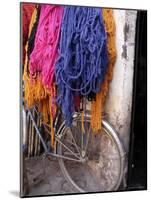 Brightly Dyed Wool Hanging Over Bicycle, Marrakech, Morrocco, North Africa, Africa-John Miller-Mounted Photographic Print