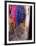 Brightly Dyed Wool Hanging Over Bicycle, Marrakech, Morrocco, North Africa, Africa-John Miller-Framed Photographic Print