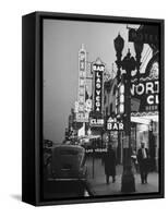 Brightly Lit Casinos Lining the Street-Peter Stackpole-Framed Stretched Canvas