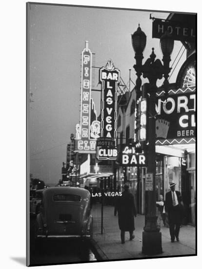 Brightly Lit Casinos Lining the Street-Peter Stackpole-Mounted Photographic Print