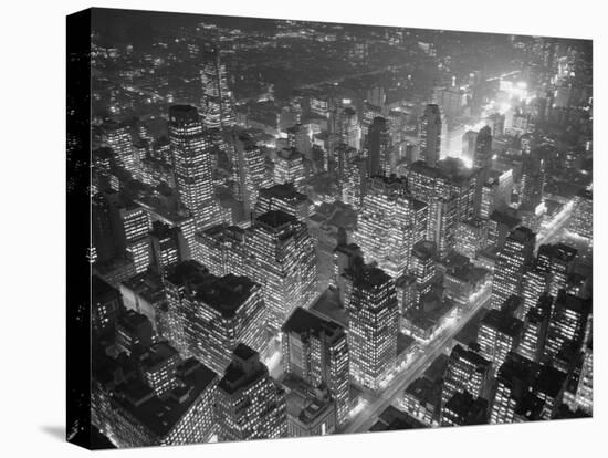 Brightly Lit Office Buildings-Andrew Lopez-Stretched Canvas