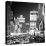 Brightly Lit Signs Shining over Traffic Going Down Broadway Towards Times Square-Andreas Feininger-Stretched Canvas