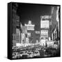 Brightly Lit Signs Shining over Traffic Going Down Broadway Towards Times Square-Andreas Feininger-Framed Stretched Canvas