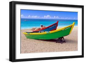 Brightly Painetd Boats, Puerto Rico-George Oze-Framed Photographic Print