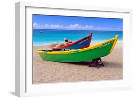 Brightly Painetd Boats, Puerto Rico-George Oze-Framed Photographic Print