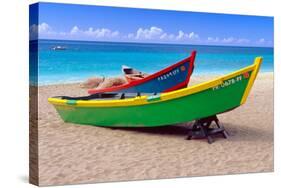 Brightly Painetd Boats, Puerto Rico-George Oze-Stretched Canvas