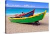 Brightly Painetd Boats, Puerto Rico-George Oze-Stretched Canvas