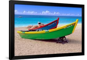 Brightly Painetd Boats, Puerto Rico-George Oze-Framed Photographic Print