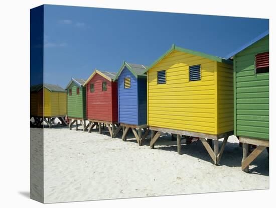 Brightly Painted Beach Bathing Huts at False Bay, Muizenburg, Cape Town, South Africa-Gavin Hellier-Stretched Canvas