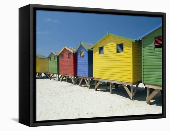 Brightly Painted Beach Bathing Huts at False Bay, Muizenburg, Cape Town, South Africa-Gavin Hellier-Framed Stretched Canvas