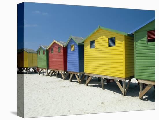 Brightly Painted Beach Bathing Huts at False Bay, Muizenburg, Cape Town, South Africa-Gavin Hellier-Stretched Canvas