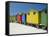 Brightly Painted Beach Bathing Huts at False Bay, Muizenburg, Cape Town, South Africa-Gavin Hellier-Framed Stretched Canvas