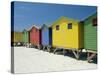 Brightly Painted Beach Bathing Huts at False Bay, Muizenburg, Cape Town, South Africa-Gavin Hellier-Stretched Canvas