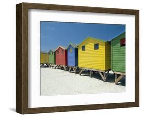 Brightly Painted Beach Bathing Huts at False Bay, Muizenburg, Cape Town, South Africa-Gavin Hellier-Framed Photographic Print