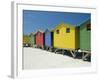 Brightly Painted Beach Bathing Huts at False Bay, Muizenburg, Cape Town, South Africa-Gavin Hellier-Framed Photographic Print