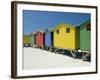 Brightly Painted Beach Bathing Huts at False Bay, Muizenburg, Cape Town, South Africa-Gavin Hellier-Framed Photographic Print