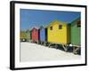 Brightly Painted Beach Bathing Huts at False Bay, Muizenburg, Cape Town, South Africa-Gavin Hellier-Framed Photographic Print