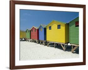 Brightly Painted Beach Bathing Huts at False Bay, Muizenburg, Cape Town, South Africa-Gavin Hellier-Framed Photographic Print