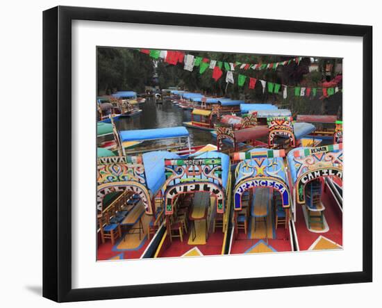 Brightly Painted Boats, Xochimilco, Trajinera, Floating Gardens, Canals, UNESCO World Heritage Site-Wendy Connett-Framed Photographic Print