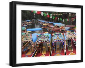 Brightly Painted Boats, Xochimilco, Trajinera, Floating Gardens, Canals, UNESCO World Heritage Site-Wendy Connett-Framed Photographic Print