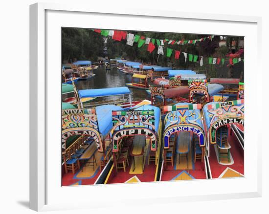 Brightly Painted Boats, Xochimilco, Trajinera, Floating Gardens, Canals, UNESCO World Heritage Site-Wendy Connett-Framed Photographic Print