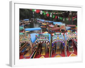 Brightly Painted Boats, Xochimilco, Trajinera, Floating Gardens, Canals, UNESCO World Heritage Site-Wendy Connett-Framed Photographic Print