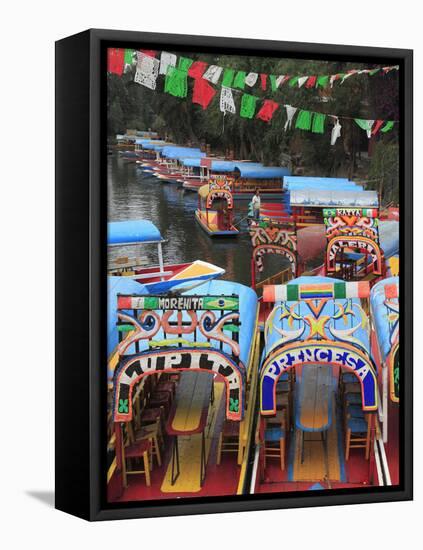 Brightly Painted Boats, Xochimilco, Trajinera, Floating Gardens, Canals, UNESCO World Heritage Site-Wendy Connett-Framed Stretched Canvas
