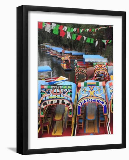 Brightly Painted Boats, Xochimilco, Trajinera, Floating Gardens, Canals, UNESCO World Heritage Site-Wendy Connett-Framed Photographic Print