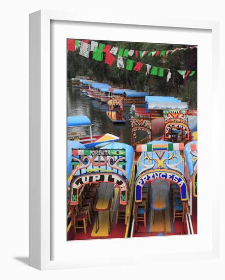 Brightly Painted Boats, Xochimilco, Trajinera, Floating Gardens, Canals, UNESCO World Heritage Site-Wendy Connett-Framed Photographic Print