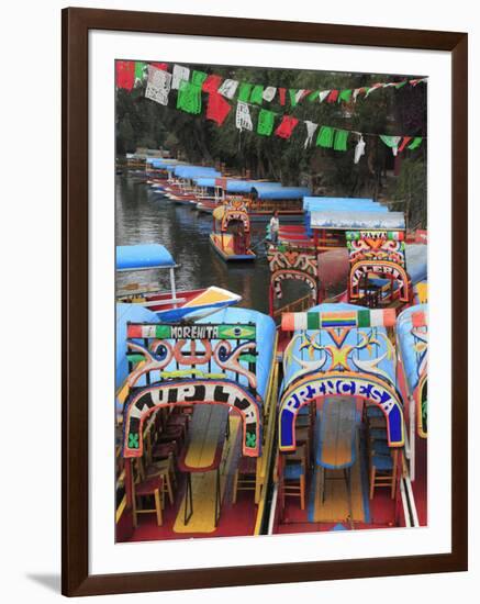 Brightly Painted Boats, Xochimilco, Trajinera, Floating Gardens, Canals, UNESCO World Heritage Site-Wendy Connett-Framed Photographic Print