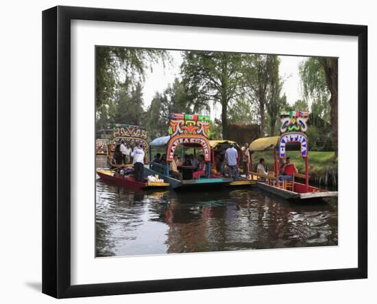 Brightly Painted Boats, Xochimilco, Trajinera, Floating Gardens, Canals, UNESCO World Heritage Site-Wendy Connett-Framed Photographic Print