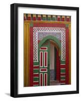 Brightly Painted Door in the Medina, Essaouira, Morocco-Bruno Morandi-Framed Photographic Print