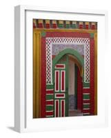 Brightly Painted Door in the Medina, Essaouira, Morocco-Bruno Morandi-Framed Photographic Print