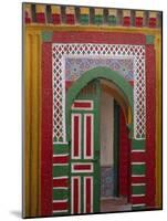 Brightly Painted Door in the Medina, Essaouira, Morocco-Bruno Morandi-Mounted Photographic Print